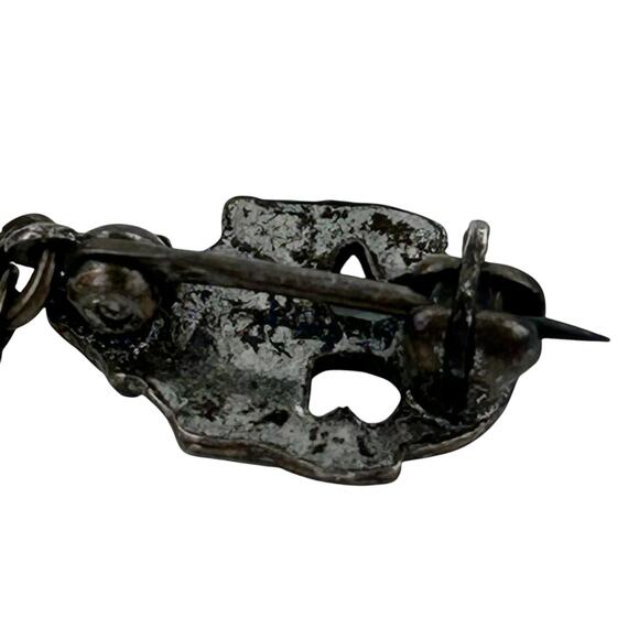 Vintage US Navy Pin Tie Tack Lapel Pin USN Chain Stamped Sterling w Faux Pearls - Picture 6 of 9